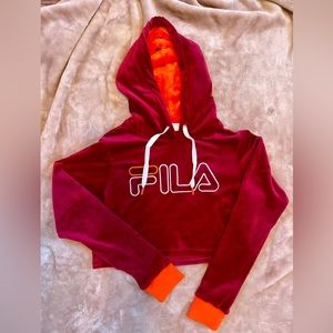 Fila velour crop hoodie!